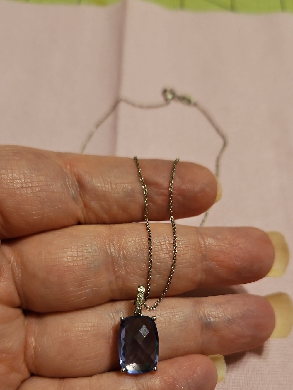 Silver 925 GTR Necklace with Amethyst Cushion-Cut Pendant